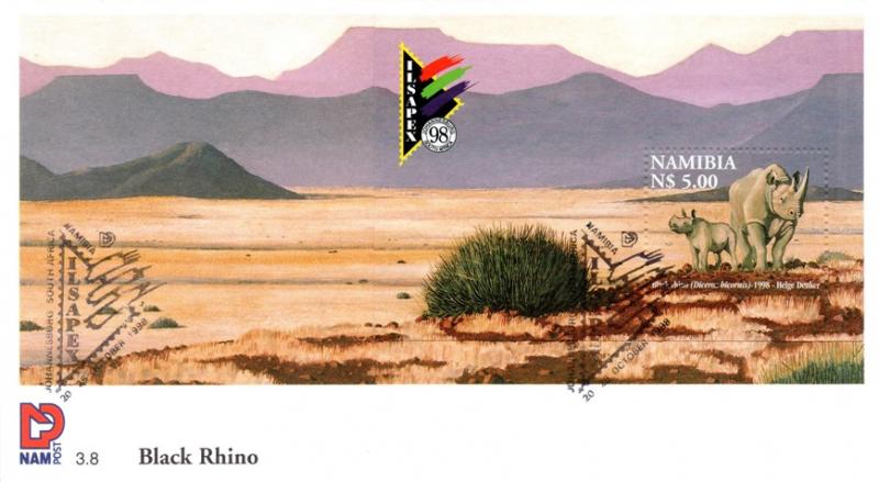 Namibia - 1998 ILSAPEX Rhino FDC SG MS818