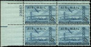 US #C36 Plate Block of 4  Mint Never Hinged MNH  Wet Printing