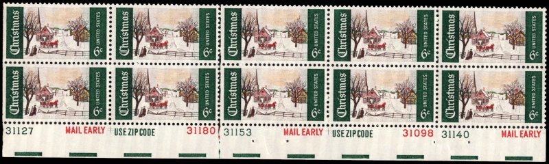 US #1384 CHRISTMAS MNH BOTTOM PLATE BLOCK #31127-31180-31153-31098-31140