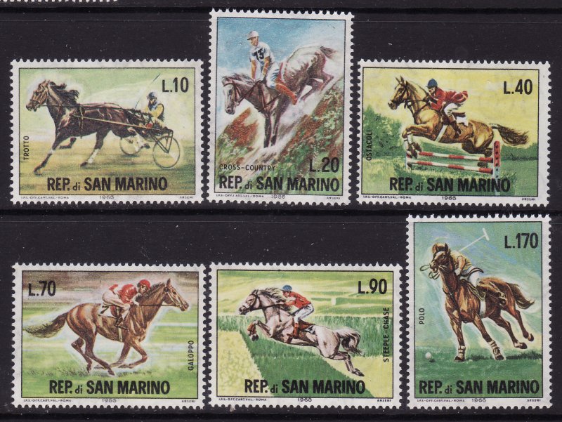 San Marino MNH 627-32 Horses 1966