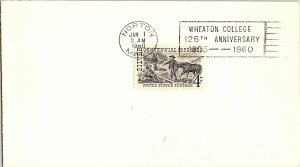 VINTAGE US SLOGAN CANCEL COVER WHEATON COLLEGE 125th ANNIVERSARY 1835 - 1960