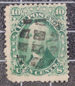 Scott 68 10 Cents Washington Used Grid Of Squares Fancy Cancel SCV $60.00 