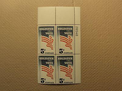 USPS Scott 1249 5c Register Vote 1964 Mint NH Plate Block...