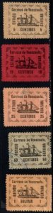 1903 Venezuela Estado Guayana Screw Steamer Ban-Righ Set/5 Reprints Used