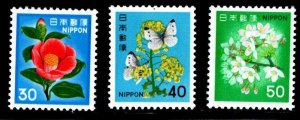 JAPAN  Scott 1415-1417 MNH** Flower stamp set of 1980