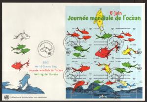 UN Geneva 566 Oceans Souvenir Sheet U/A FDC