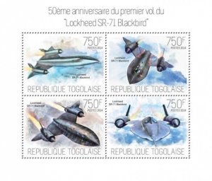 Togo - 2014 Lockheed Blackbird 50th Anniversary-4 Stamp Sheet-20h-860