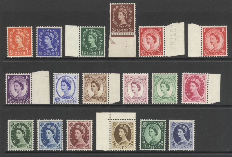 GB QEII SG515-531, COMPLETE SET (1 of each value) WMK TUDOR, NH MINT. Cat £100. 