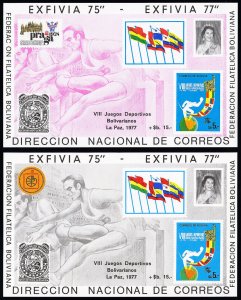 Bolivia Stamps Lot Of 2 EXFIVIA Expo Souvenir Sheet