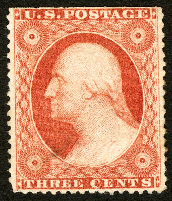 #26A 1857-1861 3c Dull Red Type IV Unused Bright Fresh Color Scarce