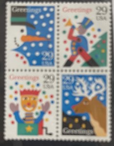 US 1993 Contemporary Christmas Toys #2791-4 block mint