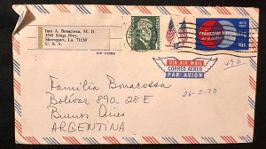 CM) 1975. UNITED STATES. THOMAS JEFFERSON. FLAGS. ENVELOPE SENT ARGENTINA. XF