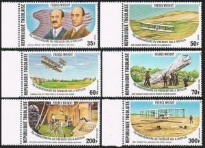 Togo 976-C339,C339a, MNH. Mi 1270-1275, Bl.124. Wright Brothers Flight,75. 1978.