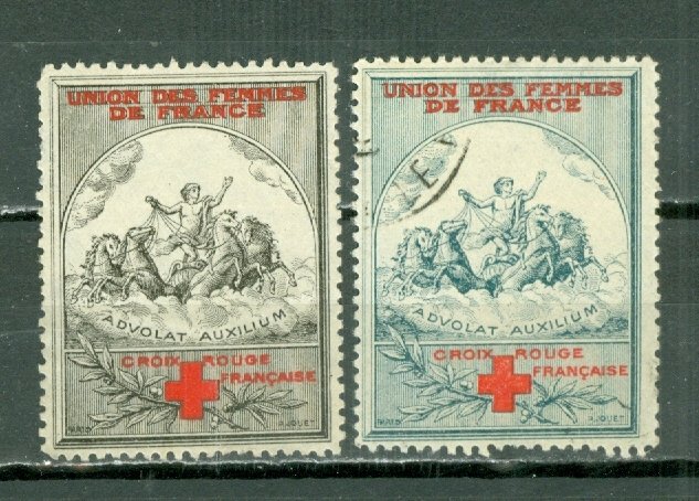 FRANCE  RED CROSS WARTIME WOMEN UNION VIGNETTES MINT & USED