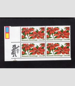 U.S. #2166 Season's Greetings 22c Zip Block of 4, MNH.  See item description.