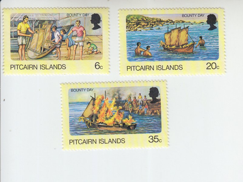 1976 Pitcairn Is Bounty Day (3)  (Scott 174-76) MNH