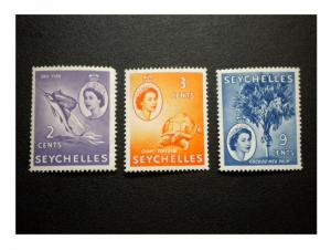 BRITISH SEYCHELLES YEAR 1954 - 56. SCOTT # 173 - 175. UNUSED