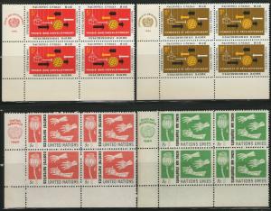 UN NY MNH Scott # 129-132 Trade, Narcotics Inscription Blocks (16 Stamps) -3