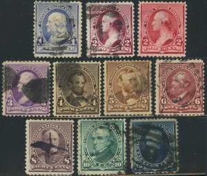 USA #219-227 Postage Stamp Collection Presidents 1890-1893 Used