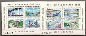 Romania 3182-83 MNH 1984 INTEREUROPEAN Sov. Sheet