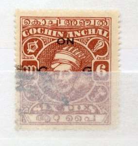 India Cochin 1944 Early Issue used Shade of 6p. Optd NW-16161