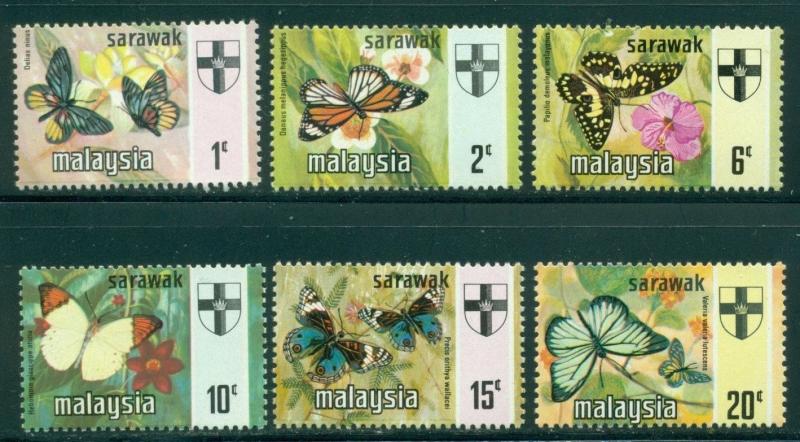 Malaysia Sarawak Scott #235//241 MNH Butterflies Fauna Assortment CV$11+