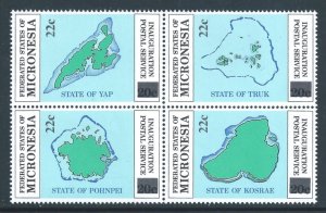 Micronesia #48-51 NH Postal Service Issue Surcharged (Block of 4)