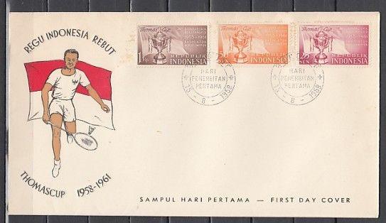 Indonesia, Scott cat. 457-459. World Badminton Championship. First day cover. ^