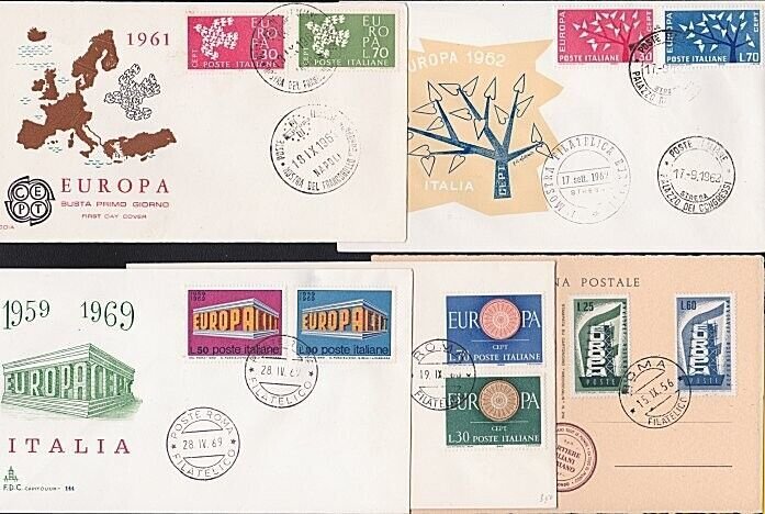 ITALY 1956-69 5 various EUROPA FDCs........................................A9965