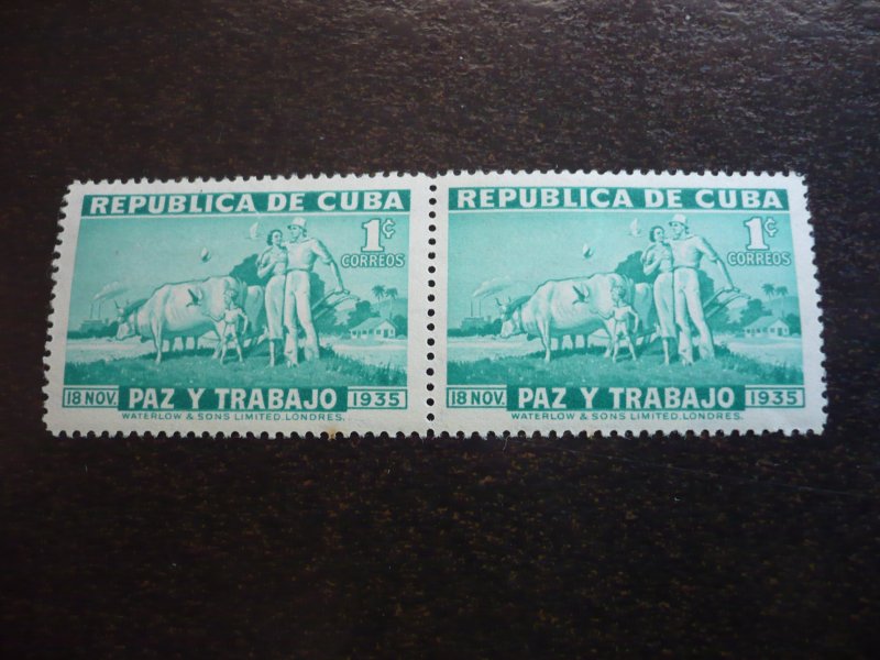 Stamps - Cuba - Scott# 332-336, E9 Mint Hinged Partial Set of 6 Stamps in Pairs