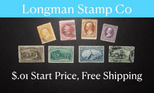 Longman Stamp Co. $.01 Start, FREE SHIPPING!