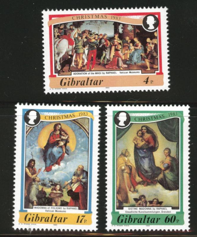 Gibraltar Scott 456-58 MNH**  1983 Christmas set