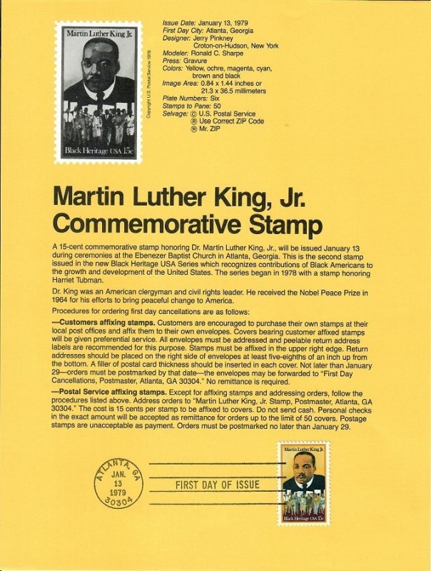US SP461 Martin Luther King Jr. Souvenir Page #1771