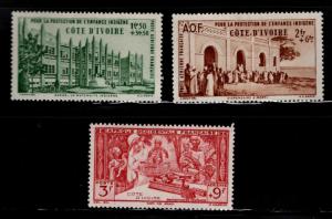 Ivory Coast Scott CB1-3 MH* Airmail semi-postal set