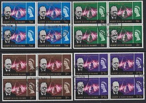 GILBERT & ELLICE IS 1966 Churchill set blocks of 4 fine used................H797