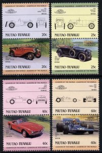 Tuvalu - Niutao 1985 Cars #2 (Leaders of the World) set o...
