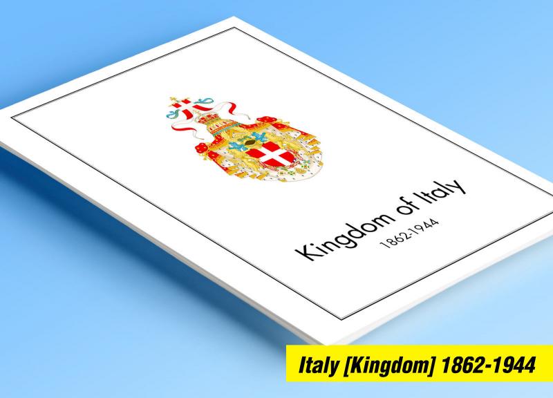 COLOR PRINTED ITALY [KINGDOM] 1862-1944 STAMP ALBUM PAGES (32 illustrated pages)