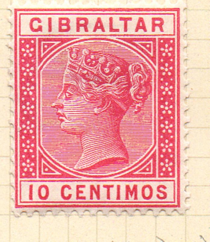 Gibraltar Sc 30 1889 10 centimos rose Victoria stamp mint