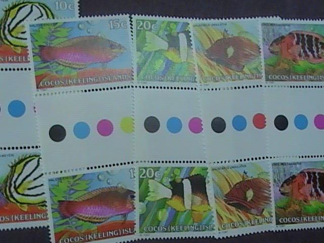 COCOS ISLANDS # 34-50-MNH-COMPLETE SET-TRAFFIC LIGHT/GUTTER PAIRS--FISH--1979(B)