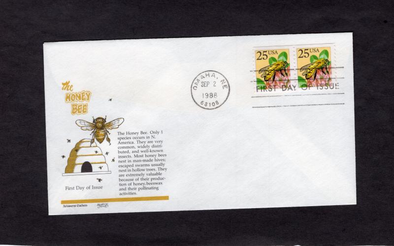 2281 Honeybee, FDC coil pair, Aristocrat, CV $1.25