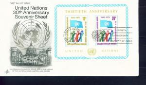 UN NY Sc# 262 FDC SS 30th Ann Flag XXX Art Craft