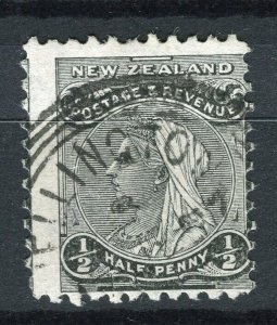 NEW ZEALAND; 1895 early classic QV Side Facer fine used 1/2d. value as SG 236