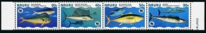 Nauru 443 ad strip, MNH. WWF 1997. Dolphin-fish, Wahoo, sailfish, tuna.