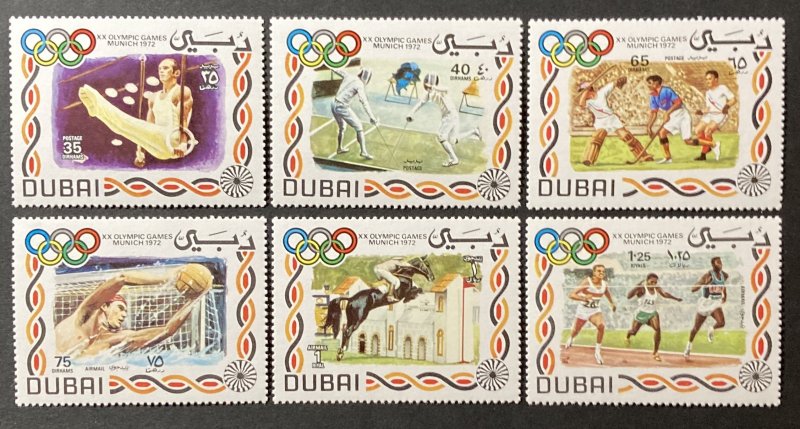 Dubai 1972 #156-8,c65-7, Olympics, MNH.