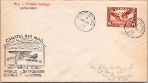 Canada 1938 FFC - Airmail - Prince George To Germansen - J5698