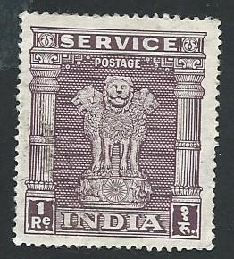 India Scott #O122 1r Capital of Asoka Pillar (1950) used