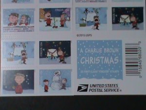 UNITED STATES-2015-SC# 5030b-A CHARLIE BROWN CHRISTMAS-BOOKLET OF 20 MNH VF