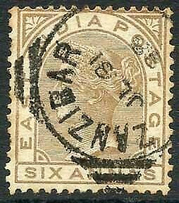 Zanzibar SGZ60 6a Pale Brown Z5 Squared Circle dated 31st July 1888 