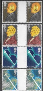 Great Britain # 1360-63  Sciences & Technology GUTTER PAIRS (4) Mint NH