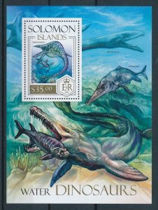 [107099] Solomon Isl. 2013 Prehistoric animals dinosaurs Marine life Sheet MNH